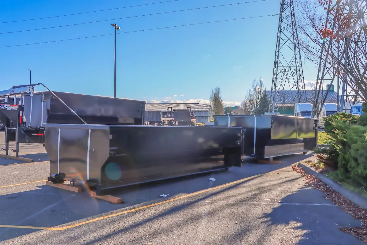 Roll-off dumpster ready for waste disposal at job site for Commercial Dumpster Rental in New Port Richey